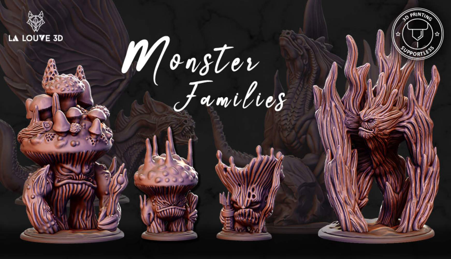 Monster Families - 3D supportless printable