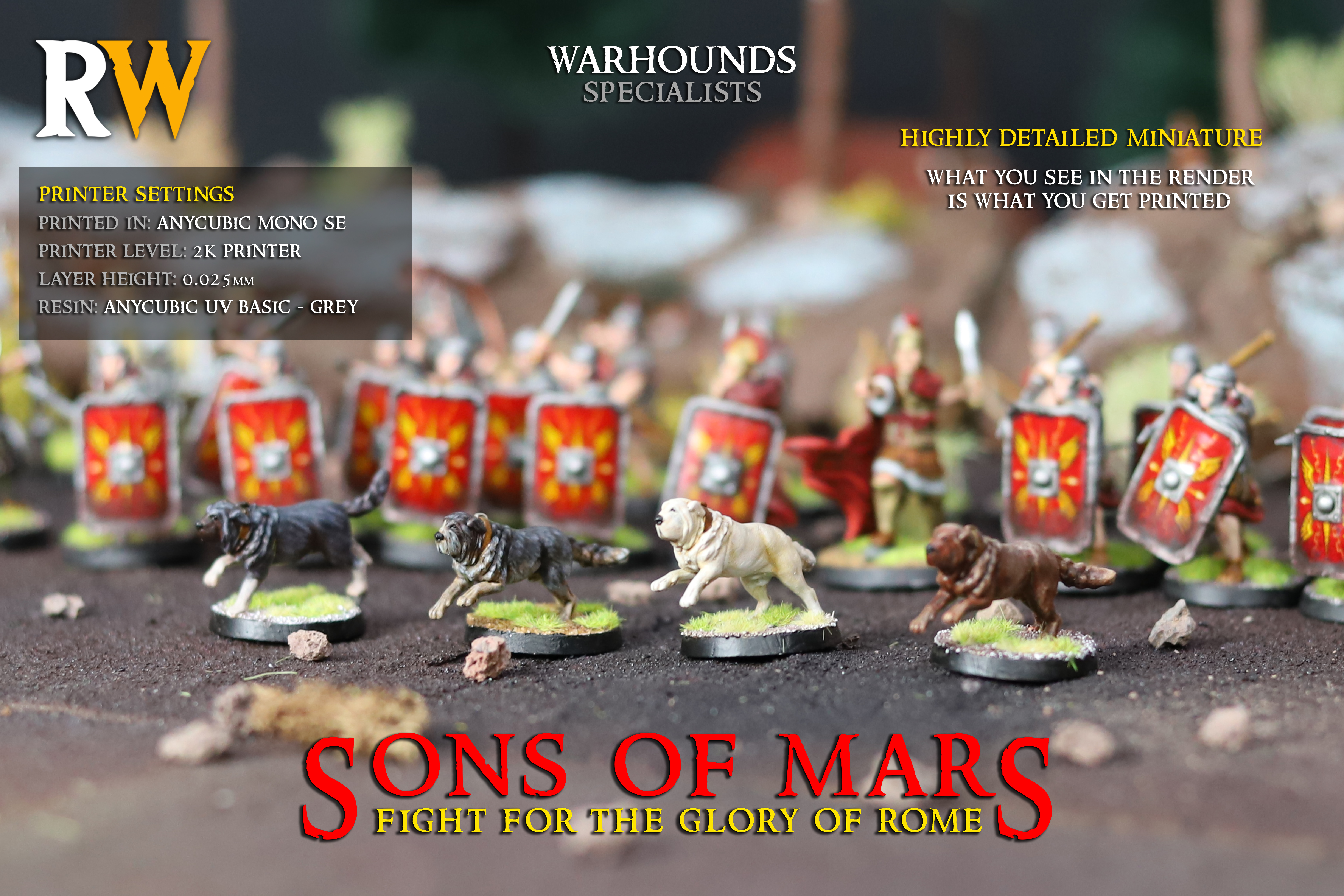 Courageous Molossus Warhounds in front of a battleline