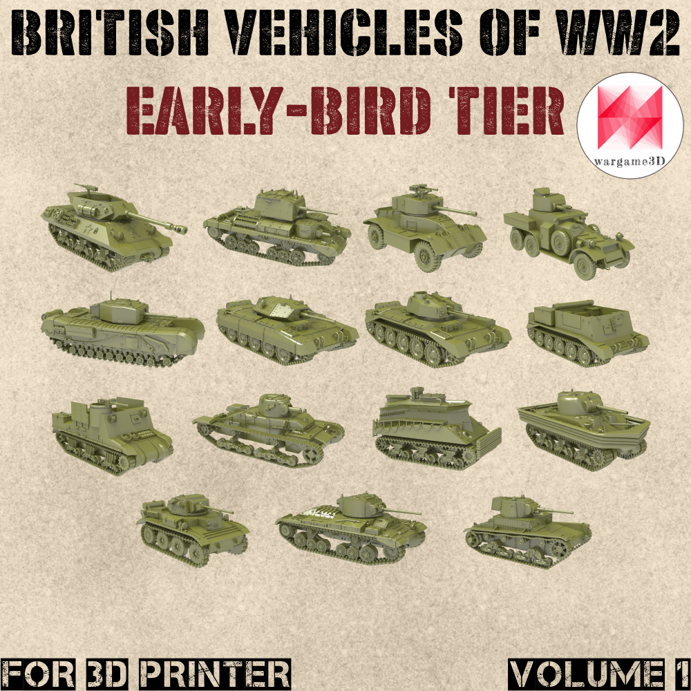 EARLY BIRD - BRITISH Fighting vehicles of WW2 - Vol.2 (15pcs+milestones) - Personal use 's Cover