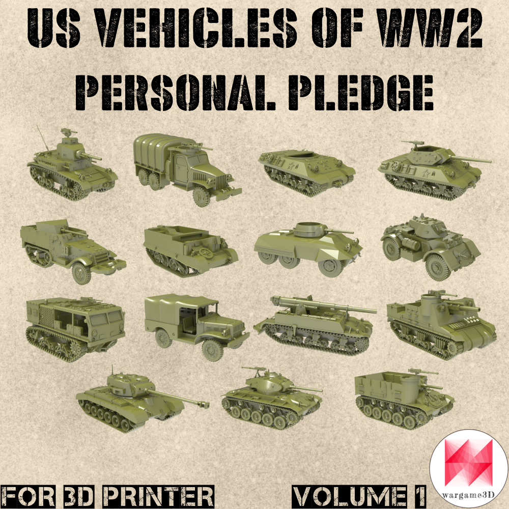 US Fighting vehicles of WW2 - Vol.1 (15pcs+milestones) - Personal use 's Cover