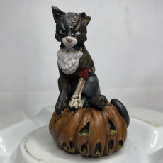 Picture of print of Stiches the Zombie Cat - Small Familar - PRESUPPORTED - 32mm scale