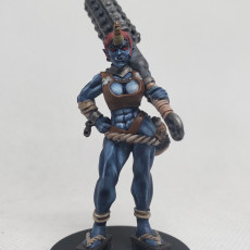 Picture of print of Ogre Troll or oni girl warrior barbarian.