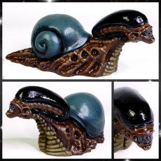 Picture of print of Snailien (Snail-Alien Xenomorph Mashup) Lawn Sculpture