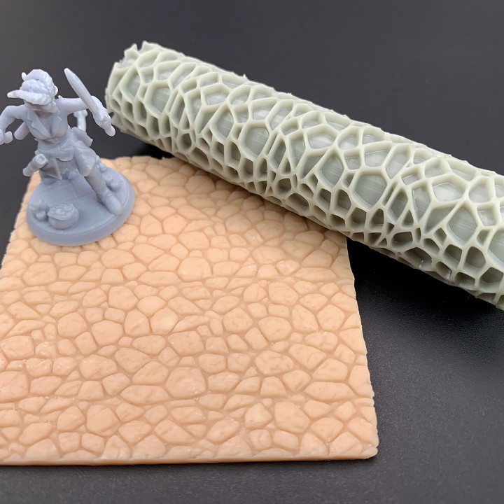 3D Printable Cobblestone Texture Roller by Deland Craven