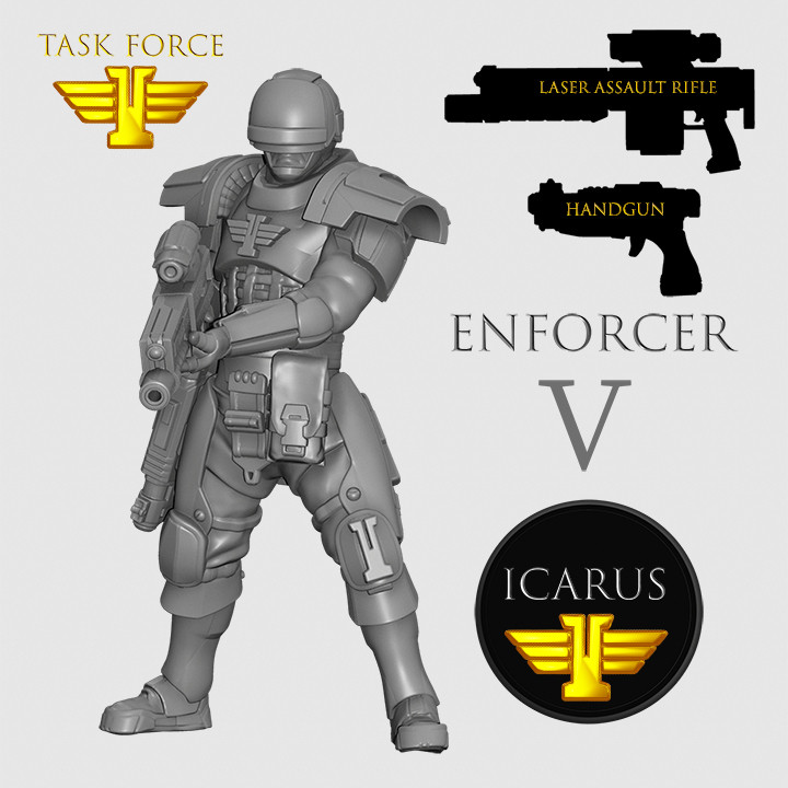 $3.00ICARUS ENFORCER WITH LASER ASSAULT RIFLE 2