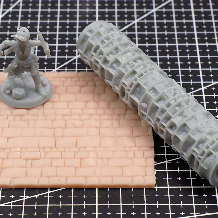 3D Printable Stone Wall Texture Roller by Deland Craven