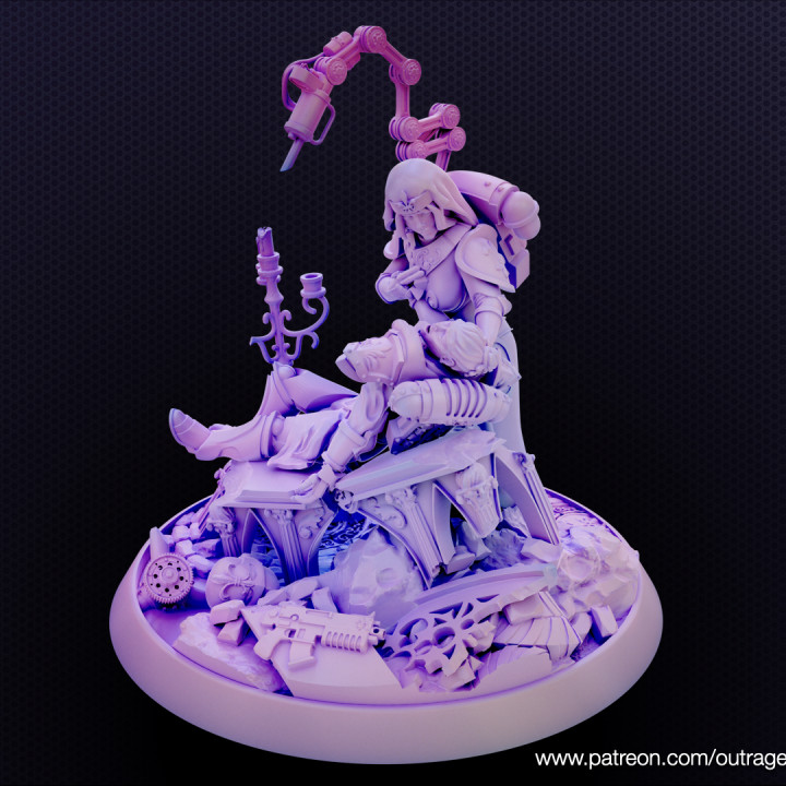 $12.00Warzone Nurse with wounded battle nun on diorama ornate base.