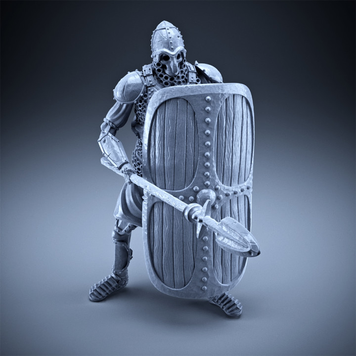 Skeleton - Heavy Infantry - Spear + Square Shield - Defensive Pose