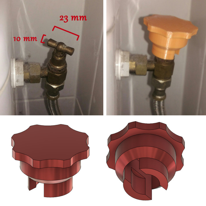 valve for toilet tap (help for disabled people) - vanne pour robinet toilette (aide pour personne handicapée)