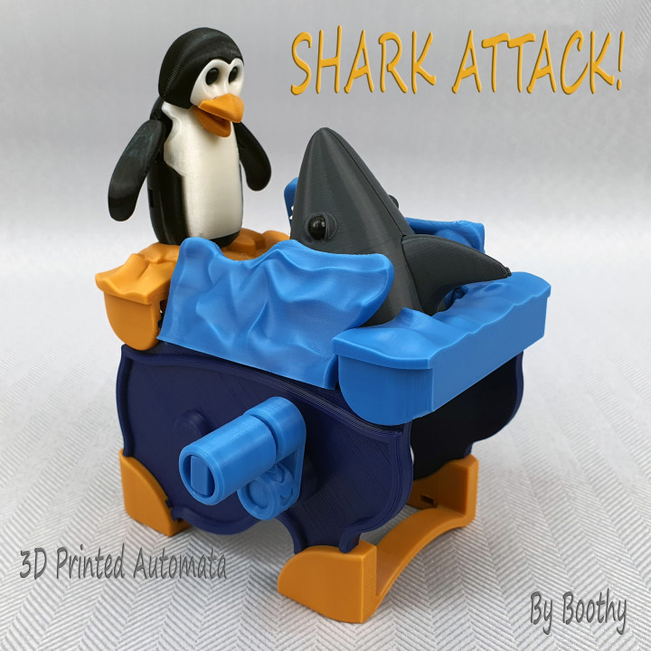 3D Printable Shark Attack! Automata by Stephen Booth