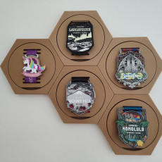 Picture of print of "Honeycomb" Hexagonal Medal Mount