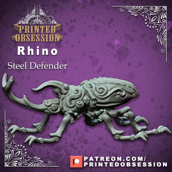 Artificer Steel Defender Rhino Beetle 3D Printed Tabletop RPG Mini Toys ...