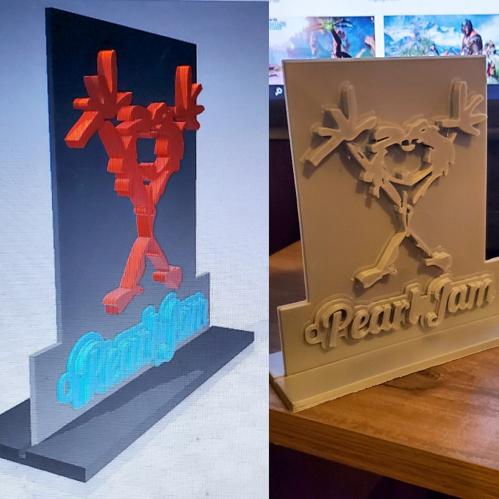 3D Printable Pearl Jam Stick Man Logo with Stand by Joshua Ibach