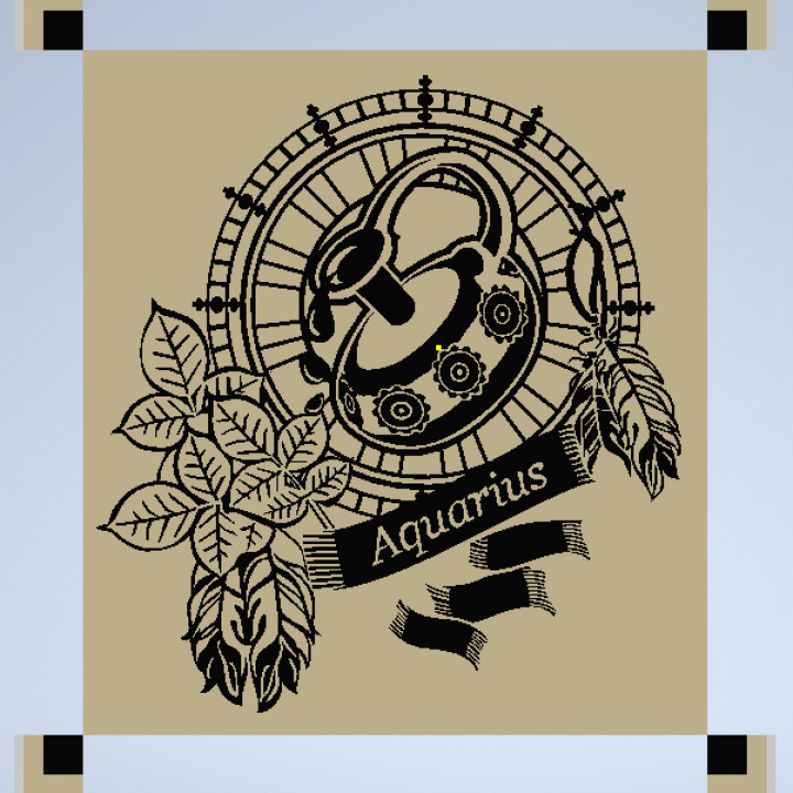 Aquarius zodiac sign stencil / multicolor