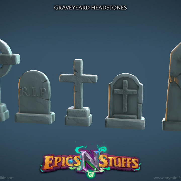 $4.99Graveyard Headstones Miniatures - pre-supported