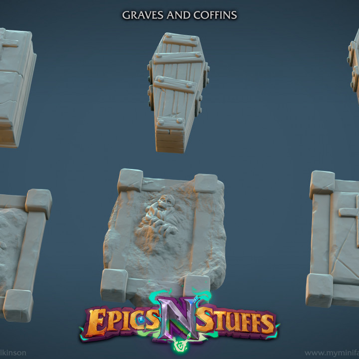 $4.99Graves and Coffins miniatures - pre-supported