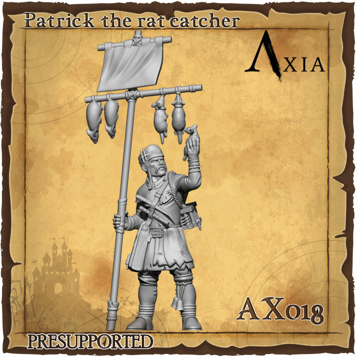 3D Printable AX018 Patrick the rat catcher by Axia - Citizens of