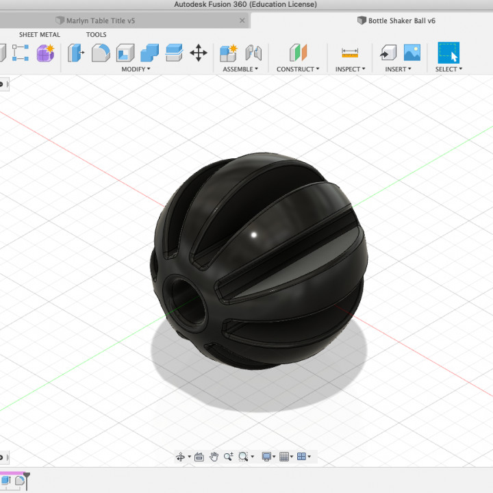 3D Printable Protein Bottle Shaker BAll by Umit Demir
