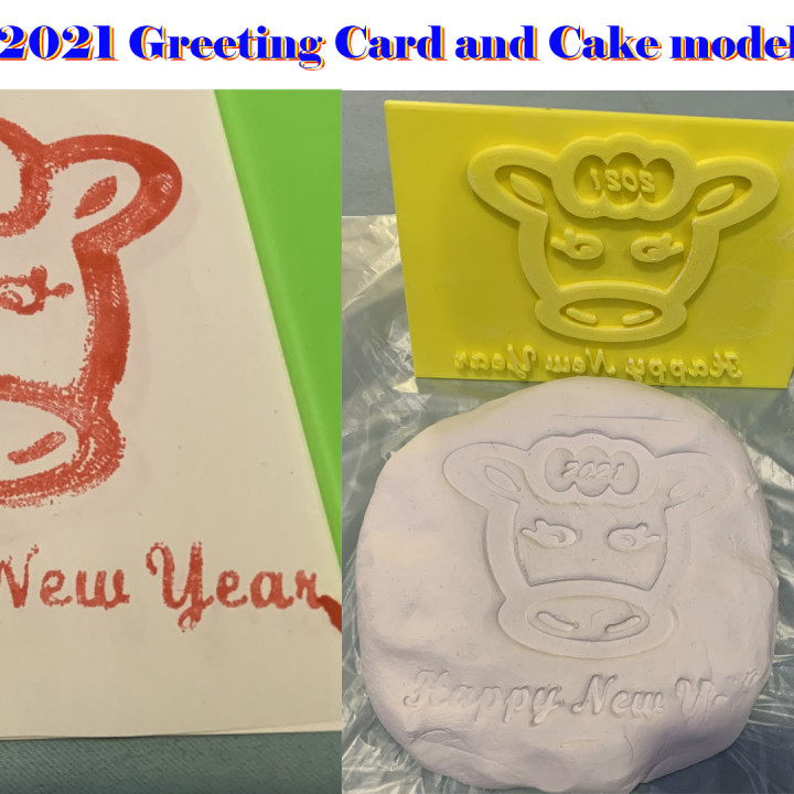3D print 2021 greeting card model and cake model