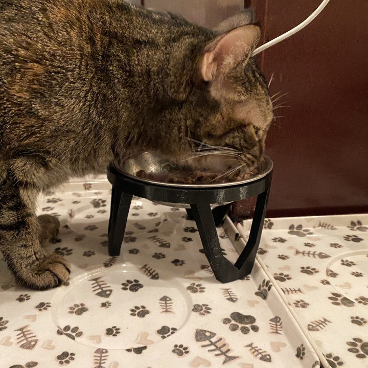 3D Printable Elevated cat (small pet) bowl stand by Ryan Pollard