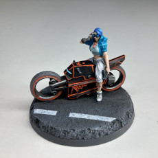 Picture of print of Cyberpunk Sophia Powell on motorbike