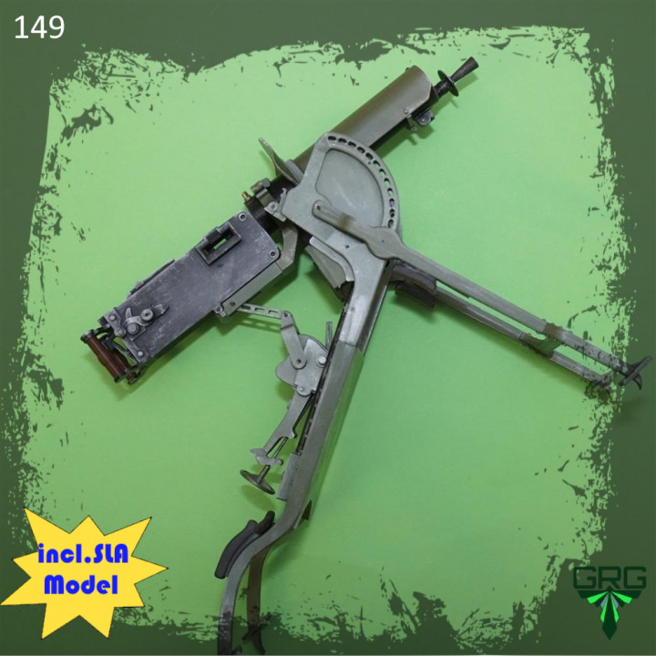 $3.50Maxim MG 08 with water jacket armor and heavy sleds - scale 1/4