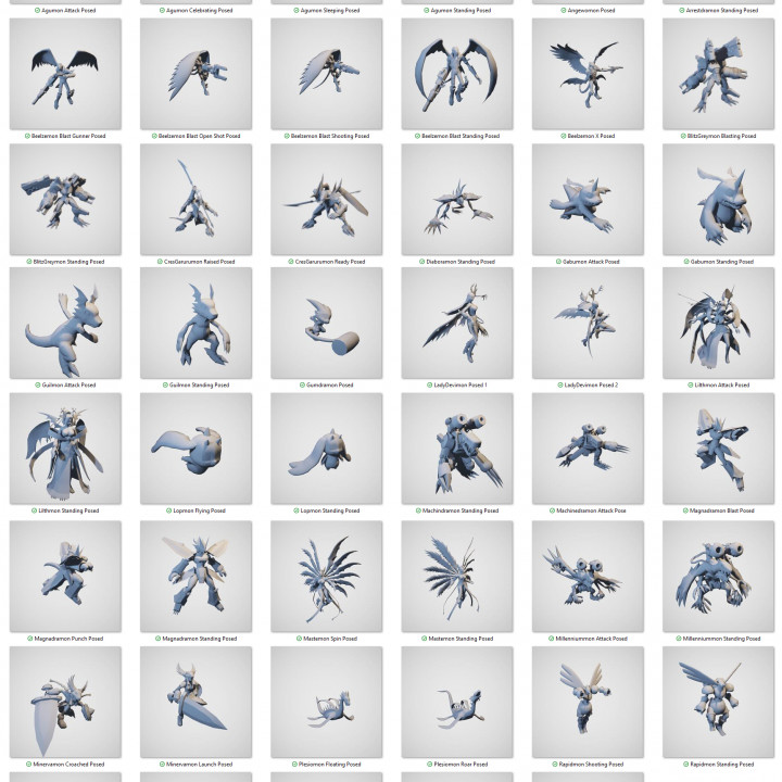 Lot of Digimon Game 3D Printable Models