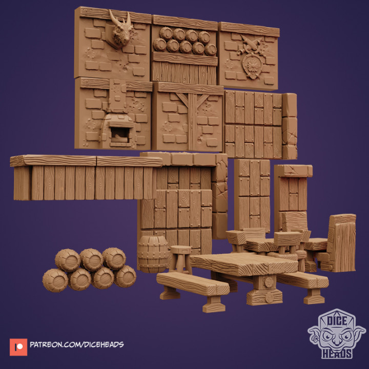 Tavern Terrain Bundle (with pre-supported for SLA)'s Cover
