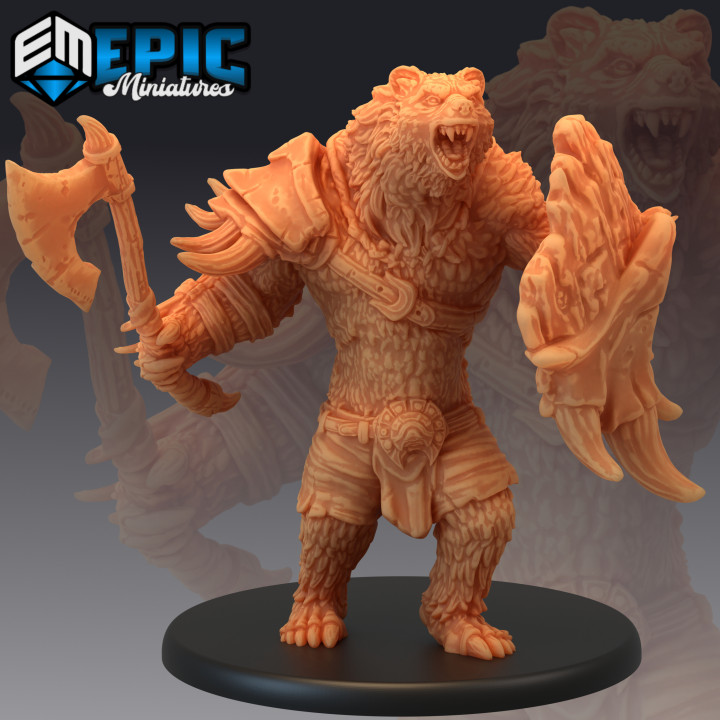 $3.90Werebear Warrior Axe Shield / Bear Man Hybrid / Dire Beast / Forest Creature