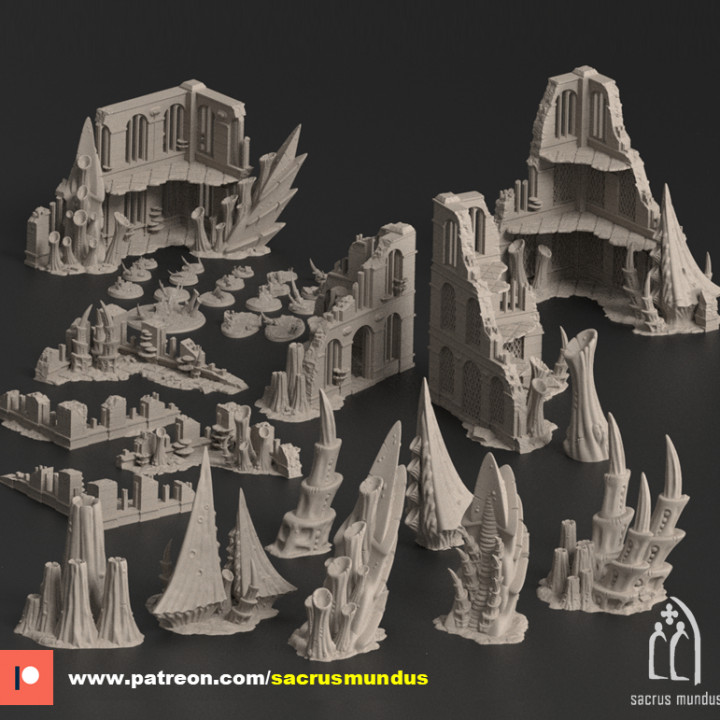 Resin 3D Printed City Ruins Terrain Bases