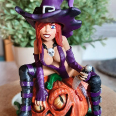 Picture of print of Witch on pumpkin
