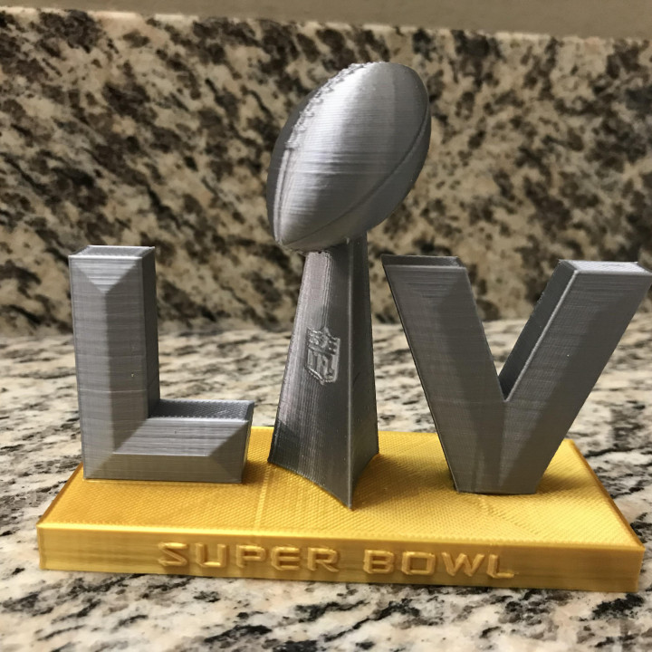 3D Printable Super Bowl 55 (LV) - Trophy Logo Stand by Wes