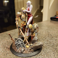 Picture of print of Diorama Laedria the Necromancer with skeletons pre-supported