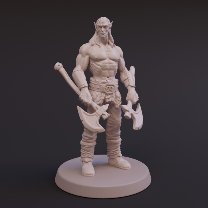 3D Printable Elf Barbarian - Tabletop Miniature - DnD by Fynn