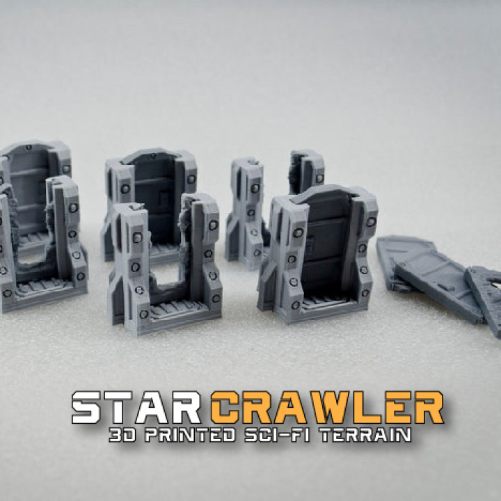 STAR CRAWLER TERRAIN SCIFI DOORS, ZOMBICIDE INVADER, NEMESIS, SPACE HULK - WITH EZ PRINT SUPPORTS