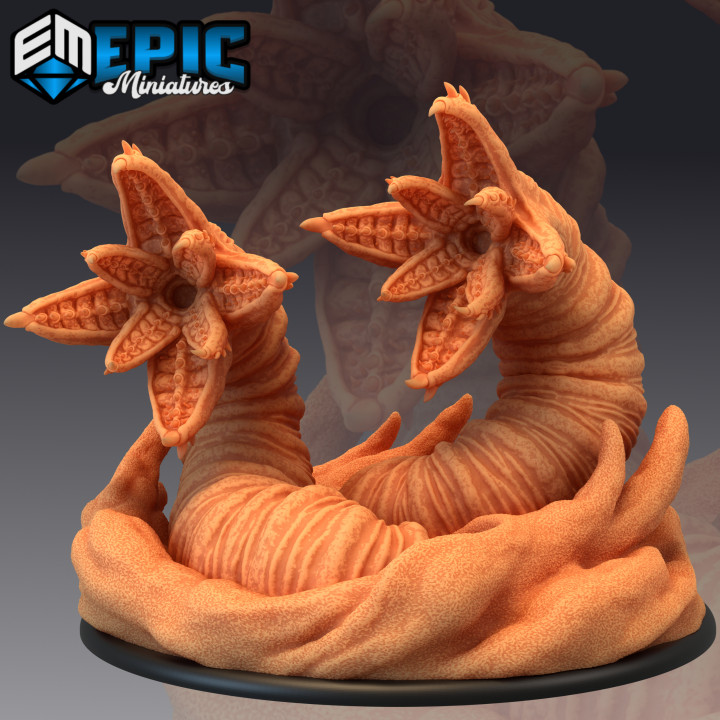 3D Printable Sandworm Twins / Giant Desert Worm / Sand Dune Monster by  Epic-Miniatures