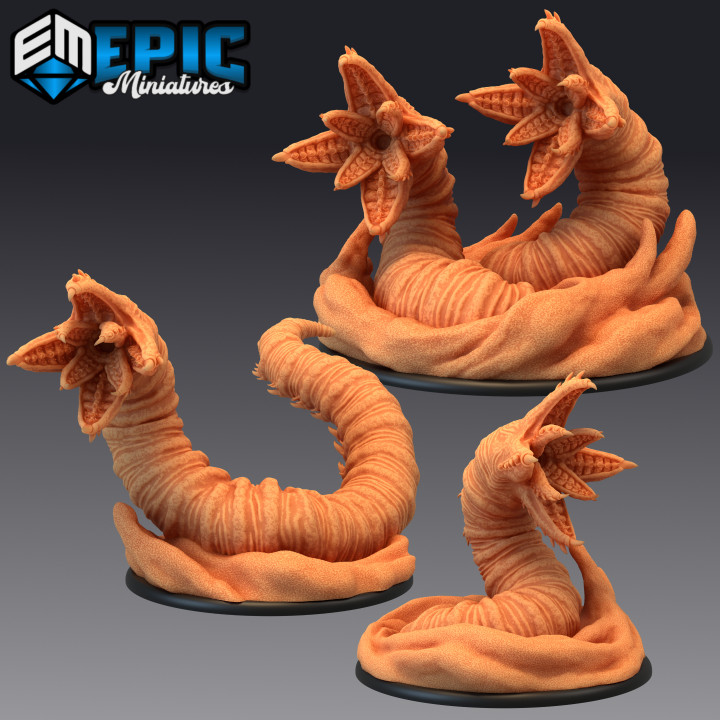 3D Printable Sandworm Set / Giant Desert Worm / Sand Dune Monster  Collection by Epic-Miniatures