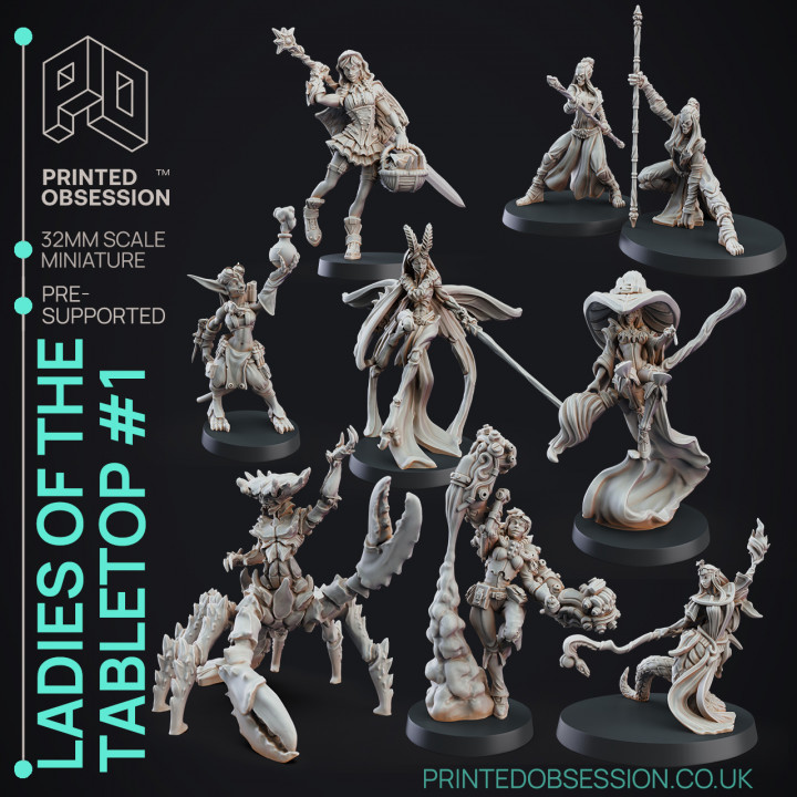 $20.00Ladies of the Table Top Pack #1 - 9 Models - PRE SUPPORTED - D&D 32mm scale