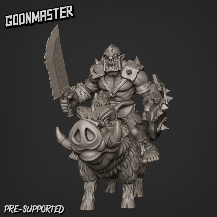 Male Orc Boar Rider #1 use with WH AoS KoW D&D by Ghamak Aug 20-28 32 mm 