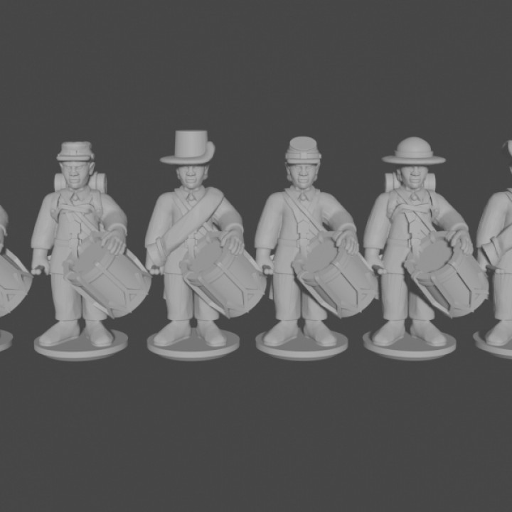 $3.4910 & 15mm American Civil War Drummers in Sack Coats, Idle Pose 1