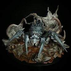 Picture of print of Sharak'h spider diorama pre-supported