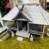 japanese shrine with pair of inari and ume board image