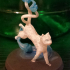 nekomata (two tail cat) and chochin obake (lantern ghost) print image