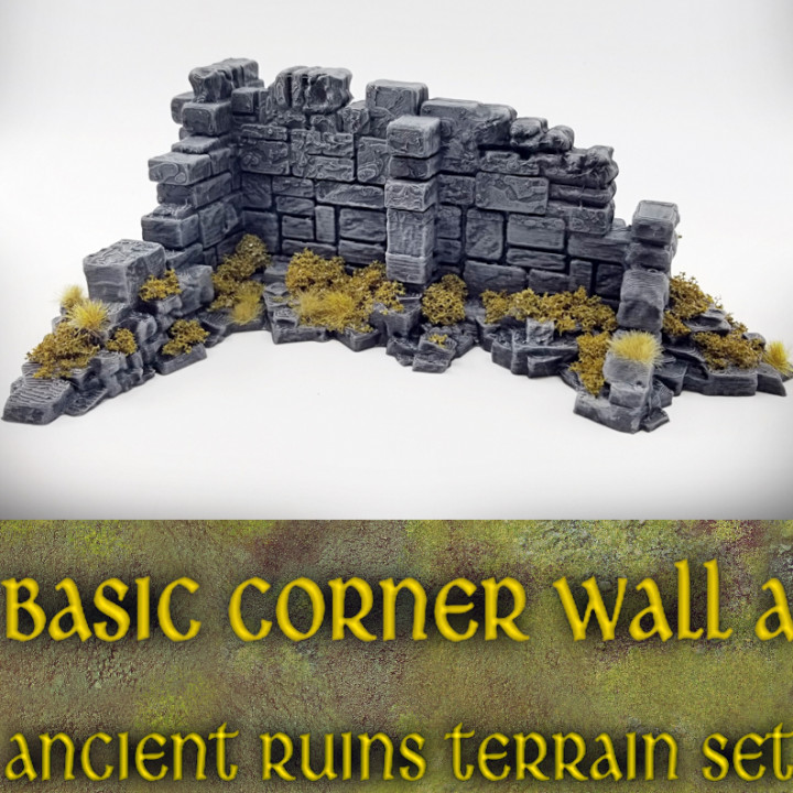 Corner Wall "A" Ancient Ruins Terrain - Tabletop Wargaming RPG terrain Small