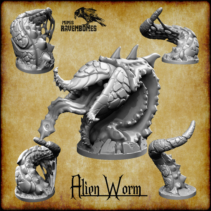 3D Printable Alien Worm bundle Pre-supported by RavenBonesMinis