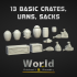 13 Basic Crates, Urns, Sacks, Barrel Set image
