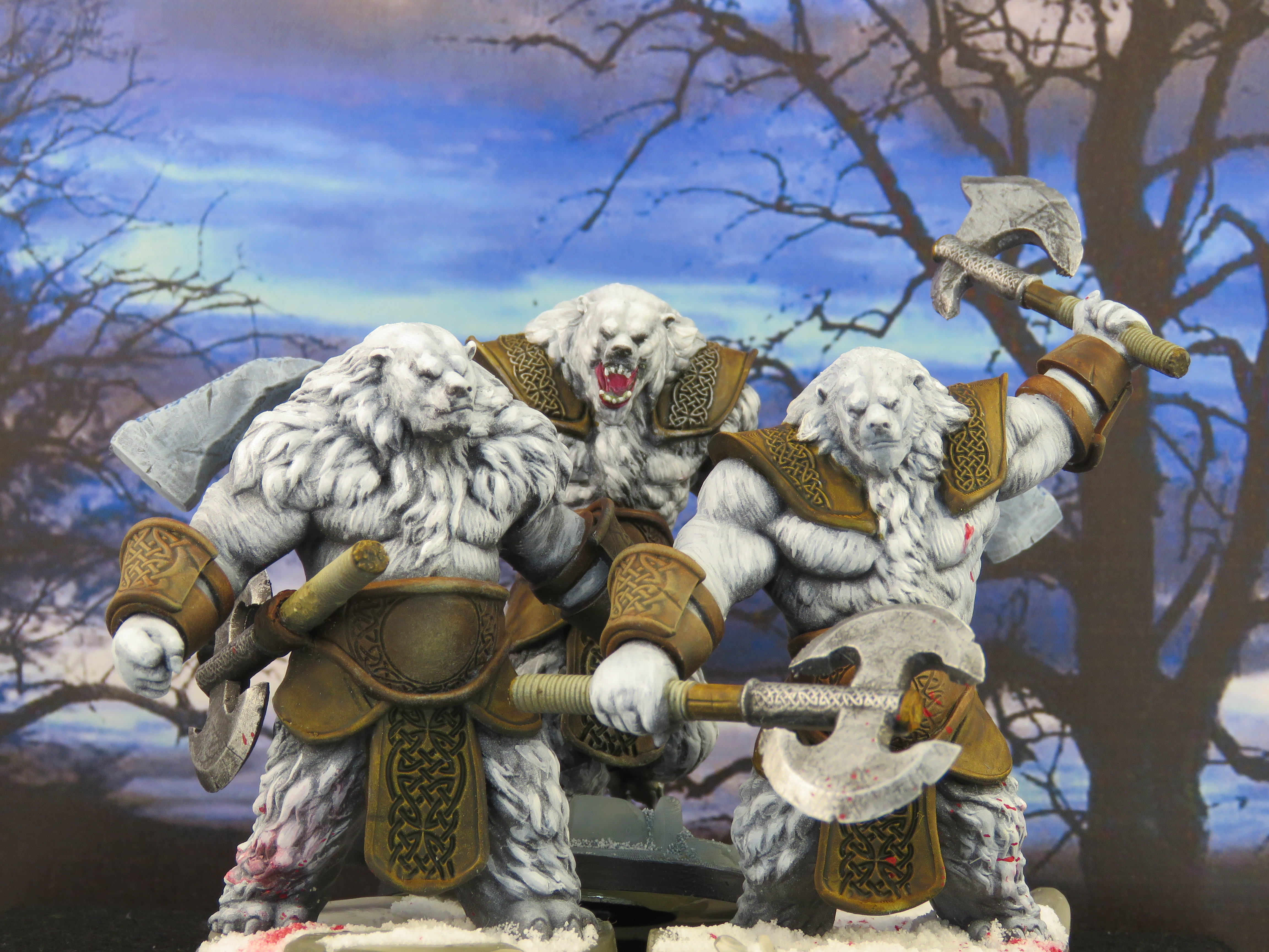 Polar Bears 3D printed in Resin 32mm fantasy Print My Minis KOW Warhammer 