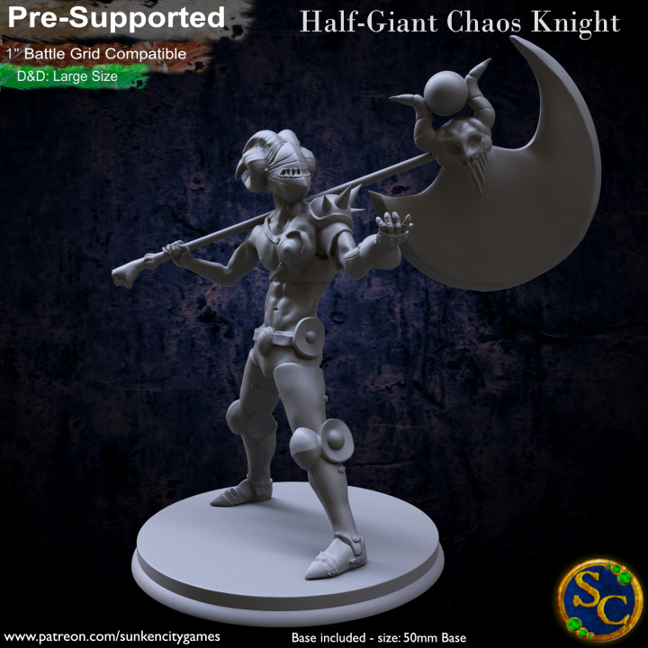 Half-Giant Chaos Knight - Pre-Supported - DnD 28mm scale