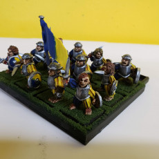 Picture of print of Female Halflings with swords (pre supported)