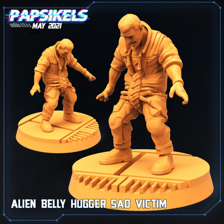 Alien Belly Hugger Set by Papsikel 3D Print Cyberpunk D&D Pathfinder Warhammer Fantasy Tabletop Miniature SCIFI Shadowrun OSR Lancer